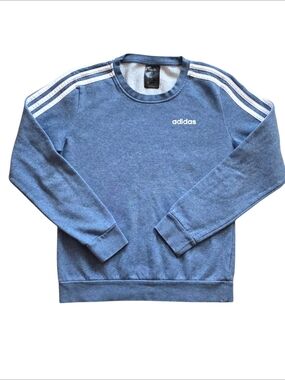 adidas XS Blue Essentials Classic 3 Stripes Cozy Crewneck Sweatshirt